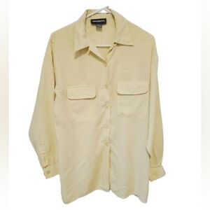 Maurices Vintage 90's 100% Silk Yellow Blouse Womens Size Large *hole At Wrist